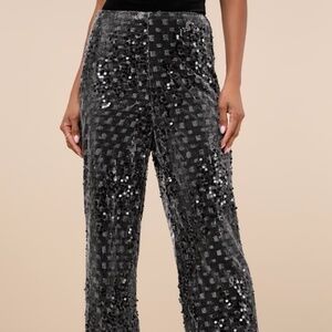 Lulus Sparkling Exception Black Sequin Pants - Size XL